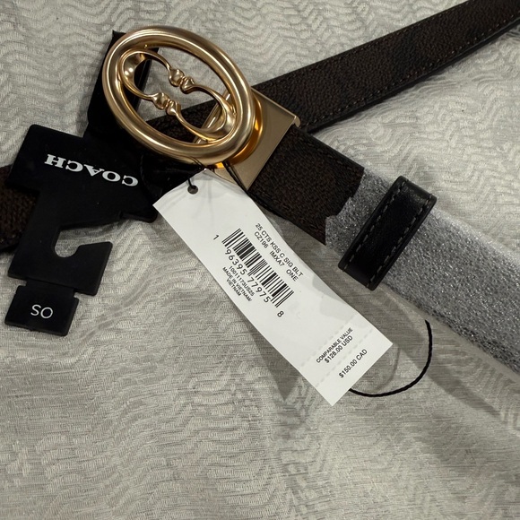 Coach Black Signature Belt with Gold Buckle - cut to size - Picture 4 of 9